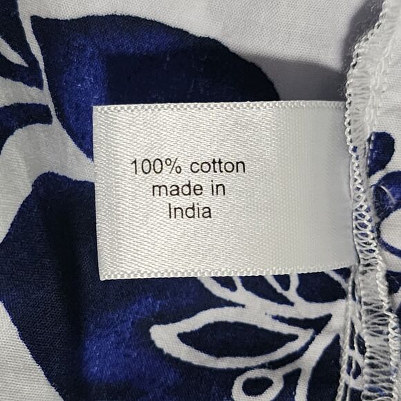 Lane Bryant Womens Cotton Tiered Midi Skirt Blue Floral High-Low Unlined 18/20 - Picture 6 of 7